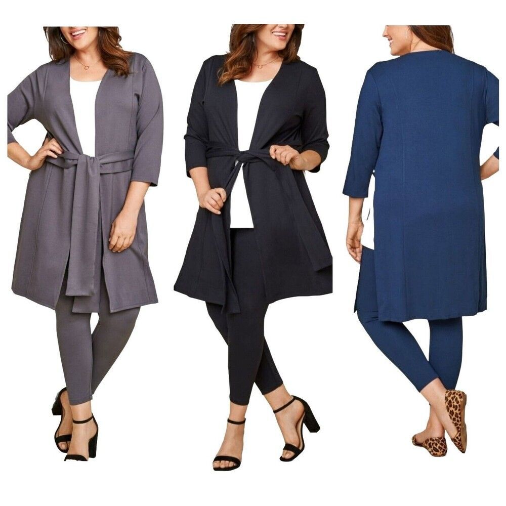 Seek No Further Women's 1X Ponte Open Front Stretch Robe Cardigan Variety NWT
